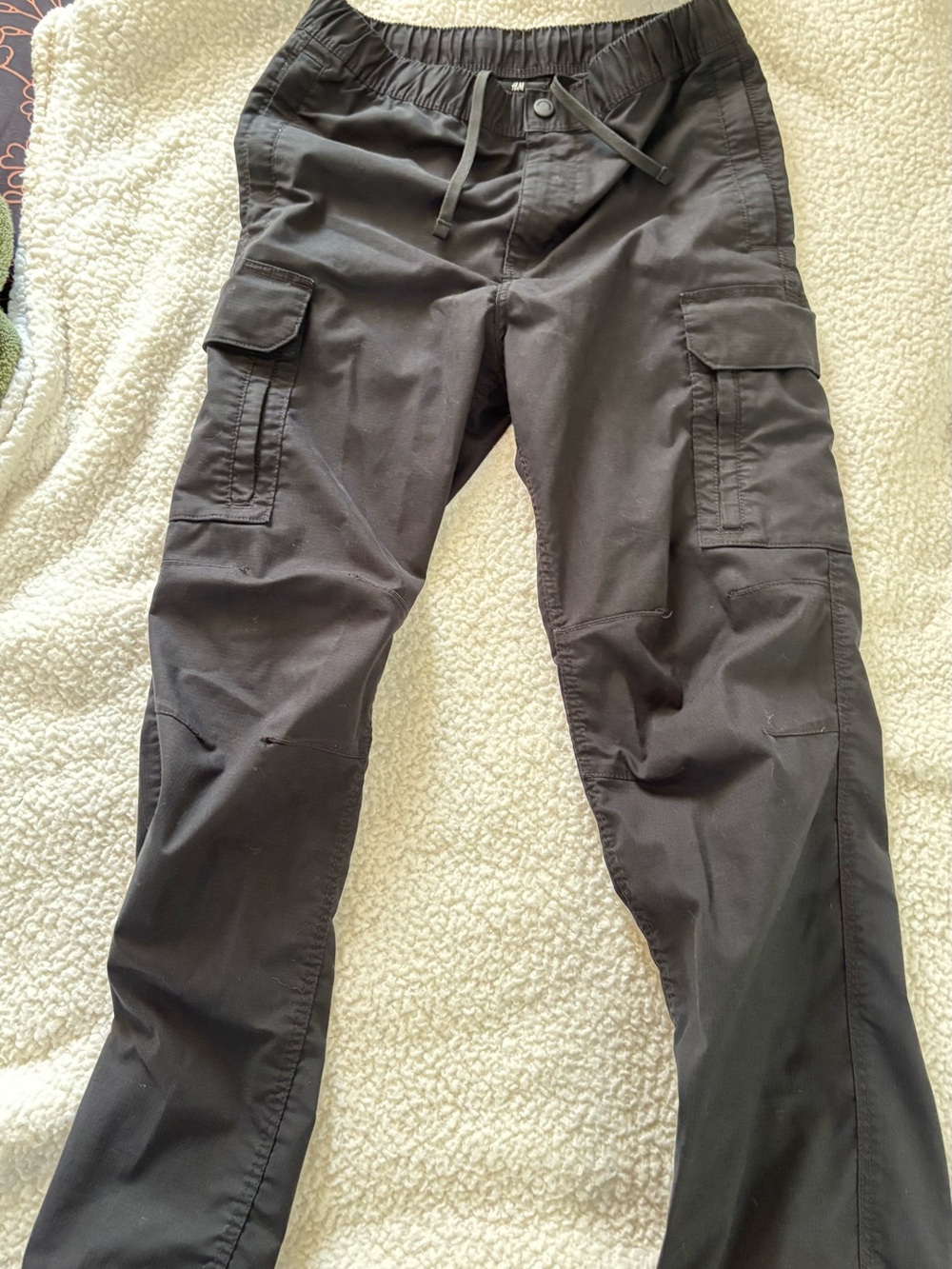 H&M Men's Dark Gray Cargo Pants with Drawstring Waist